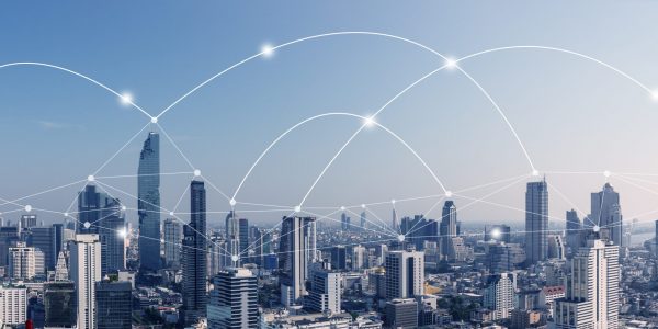 City,Scape,With,Connecting,Dots,For,Networking,And,Communication. City,Scape,With,Connecting,Dots,For,Networking,And,Communication.