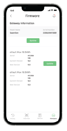 Guardian Actualización del firmware de la aplicación