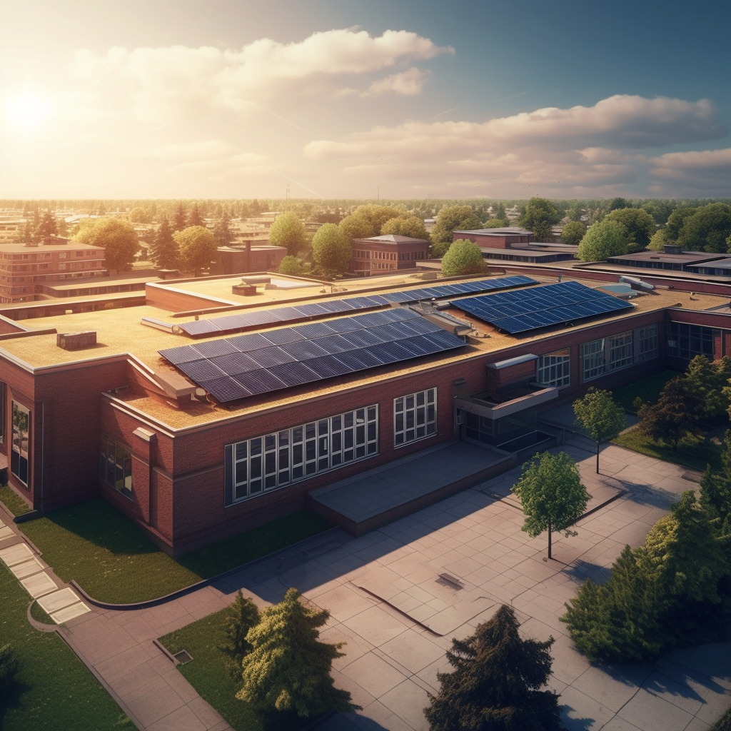 school with solar panels